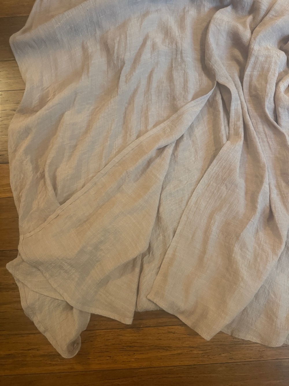Beige Drawstring Maxi Skirt - Relaxed Linen-Blend Style - Picture 2 of 3
